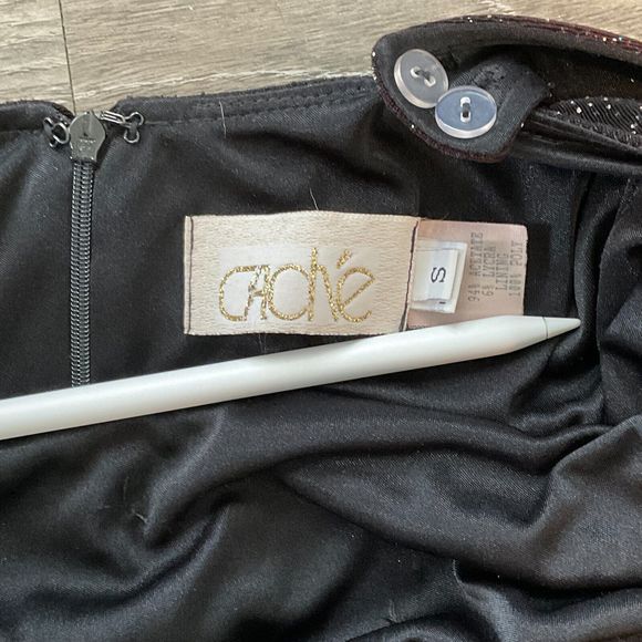 CACHE Vintage Evening Gown Made in‎ USA Prom Dress Gold Label Black Size Small - Picture 5 of 10